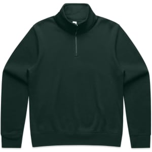 A dark green half zip crew jumper with a classic fit and a collar, featuring a small logo.