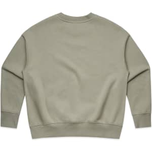 A light olive green crew jumper featuring long sleeves and a relaxed fit. The back is plain with no visible branding.