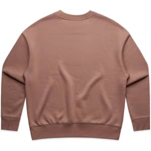 A brown jumper with a classic crew neck and long sleeves, featuring a simple design and a logo.