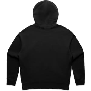 A black hoodie featuring a half zip design and a hood. The back is plain with no visible branding.