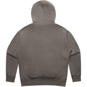 A faded green hoodie with a hood and long sleeves, featuring a simple and clean design.
