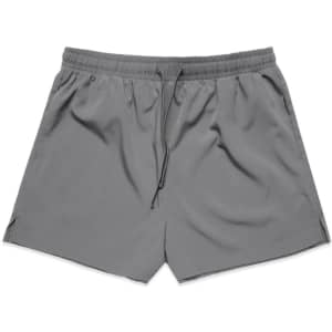 Active shorts in a sleek grey colour with an elastic waistband and drawstring. Features side slits for ease of movement.