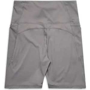 Active bike shorts in grey, featuring a smooth finish and a logo, designed for sports.