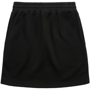 A black terry skirt with an elastic waistband and pockets, featuring a simple design and casual style.