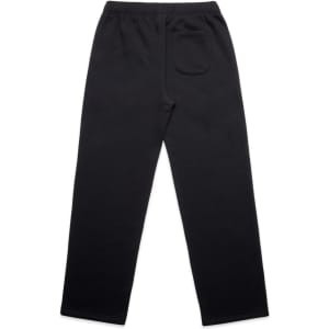 Cuffless track pants in black, featuring an elastic waistband and a single back pocket. Includes a logo branding.