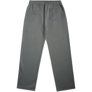Cuffless track pants in grey, featuring a back pocket and an elastic waistband. Includes a logo.