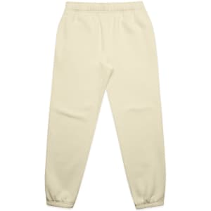 Cream-coloured track pants with an elastic waistband and cuffs, featuring a small logo.