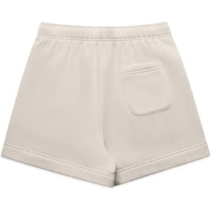 Relaxed track shorts in a light beige colour with a back pocket and an elastic waistband. Features a branding logo.