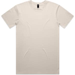 A beige Staple Tee featuring a crew neck design and a logo label inside the collar.
