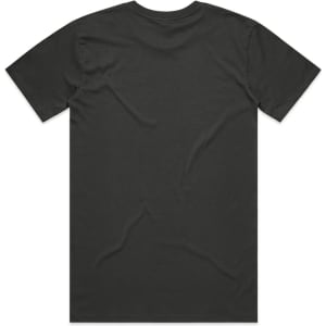 A black t-shirt with a plain back design. The fabric appears soft and smooth. It includes a logo on the label.
