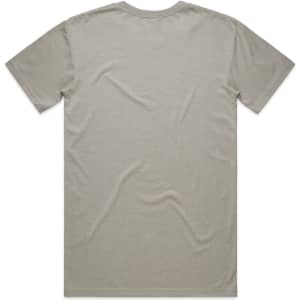A plain khaki t-shirt with a casual fit and a simple design. The shirt has a branding logo on the back.
