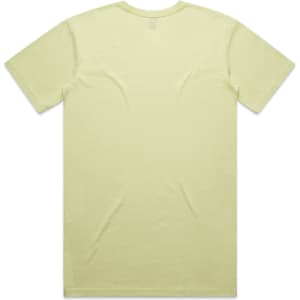 A light yellow T-shirt with a simple design and no visible branding, featuring a standard crew neck and short sleeves.