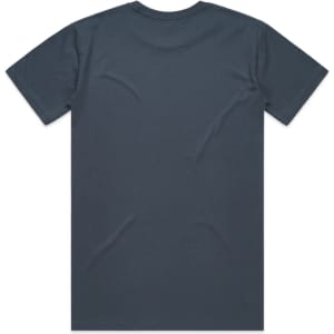A dark grey staple tee with a classic t-shirt cut, featuring a plain back and short sleeves.