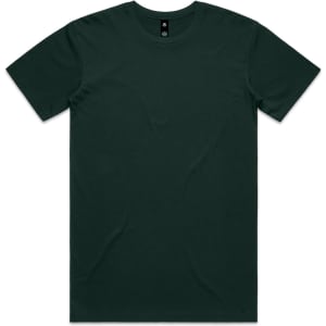 A dark green T-shirt with a classic crew neckline and short sleeves. It features a brand logo.