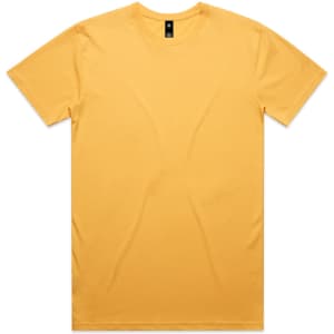 A yellow Staple Tee t-shirt featuring a crew neckline and short sleeves. It has a branding logo.