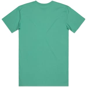 A mint green t-shirt, featuring a plain back design and a subtle logo at the neck.