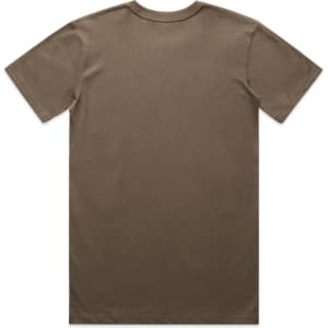A plain brown organic T-shirt with a simple design and no visible logos, featuring a classic crew neckline.
