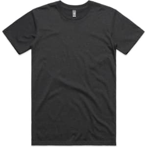 A grey marle short-sleeve T-shirt with a round neckline and a plain design. It features a logo on the tag.