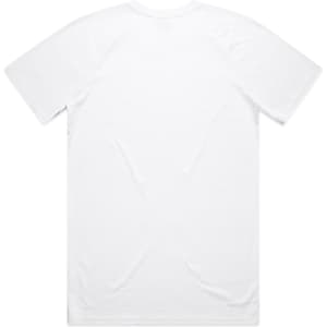 A white Staple Raglan Tee with a simple design and a plain back. The shirt features raglan sleeves and has a logo.