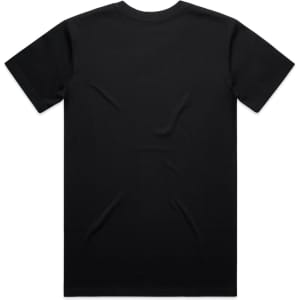 A black V-neck T-shirt displayed from the back, featuring a smooth fabric texture and no visible logo.