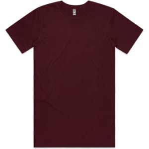 A maroon Tall Tee t-shirt, featuring a round neck and short sleeves, displayed with no visible branding.