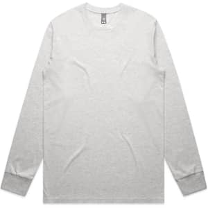 A grey long-sleeve t-shirt with a round neckline and a small logo on the label.