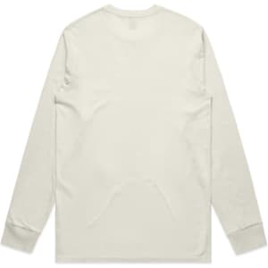 A long-sleeved tee in a light beige colour featuring a back view with no visible designs. The shirt has a logo.