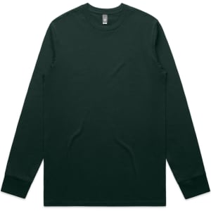 A long-sleeve T-shirt in dark green, featuring a logo on the label and a classic fit.