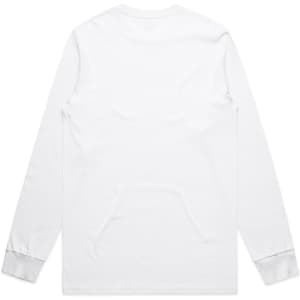 A long-sleeve white tee with a simple design and cuffs in a contrasting colour. It features a logo on the back.