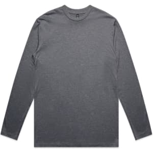 A long-sleeve t-shirt in a solid dark grey colour, featuring a simple design and a logo.