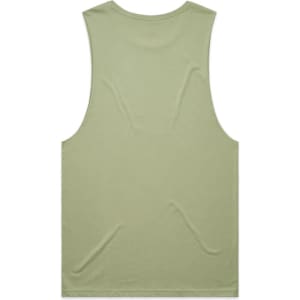 A light green singlet tank top with a simple design and a logo on the back.