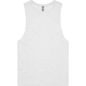 A light grey singlet tank top with a round neckline and a logo on the label.