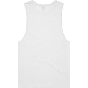 A plain white singlet tank top with a simple design and no visible branding on the back.