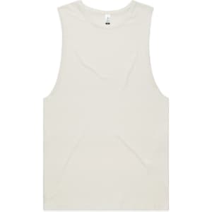 A plain, off-white organic tank top with a sleeveless design. It features a small logo.