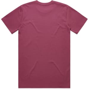 A maroon Classic Tee featuring a plain back design and a logo on the label.