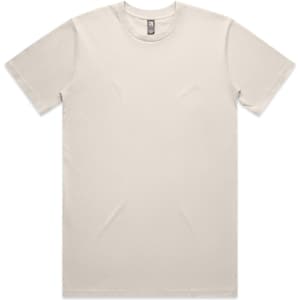 A plain cream T-shirt displayed flat. The shirt has a logo tag at the neckline.