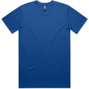 A blue classic tee t-shirt with short sleeves and a round neck. It features a logo at the neckline.