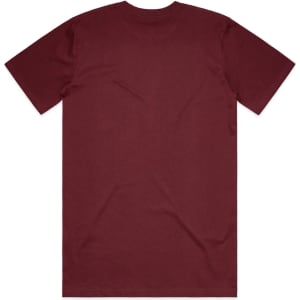 A maroon Classic Tee with short sleeves and a plain back. It features a logo on the label area.