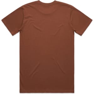 A brown Classic Tee with short sleeves and a plain back design, featuring a logo at the neck.