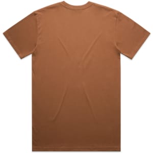 A brown Classic Tee t-shirt displayed flat, featuring short sleeves and a plain back design.