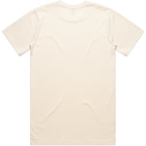 A beige Classic Tee featuring a plain design and a simple fit, with a logo on the back.