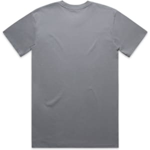 A grey classic t-shirt featuring a plain back design and short sleeves.