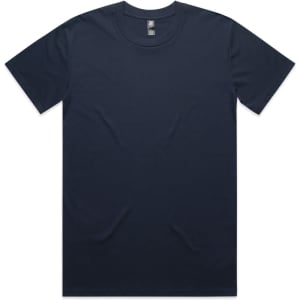 A navy blue Classic Tee featuring a crew neck design and short sleeves. It has a logo on the tag.