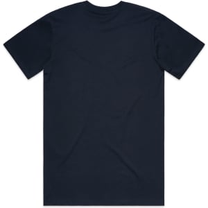 A navy blue classic tee t-shirt with short sleeves and a plain back, featuring a logo at the neckline.
