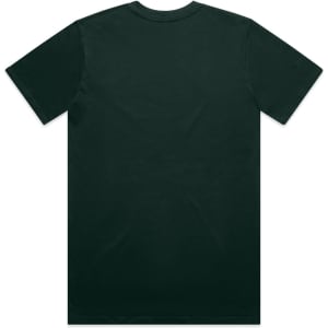 A dark green t-shirt featuring a plain back. The shirt is made of soft fabric and has a logo.