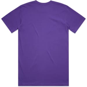 A purple Classic Tee with a plain back, featuring a simple design and logo branding.