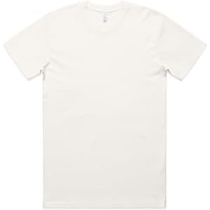 A plain white organic T-shirt with a classic fit, featuring a crew neckline and short sleeves.