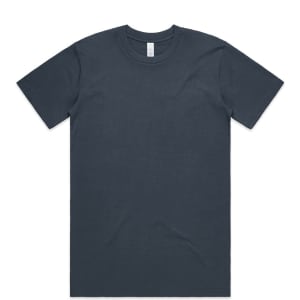 A classic organic tee in a dark grey colour, featuring a simple design and a branded label.