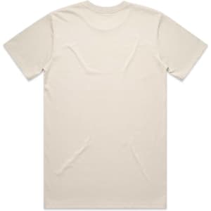A classic pocket tee in a beige colour with a smooth texture and a simple design on the back.