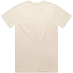 A cream classic pocket tee with a simple design and a logo on the chest area.